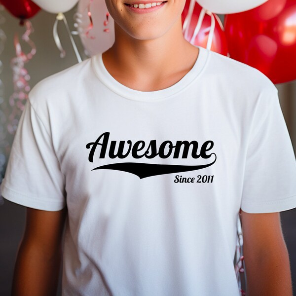 Kids Awesome Since 2011 T-shirt - Boys Girls Funny Birthday Top Birthday Christmas Gift Top