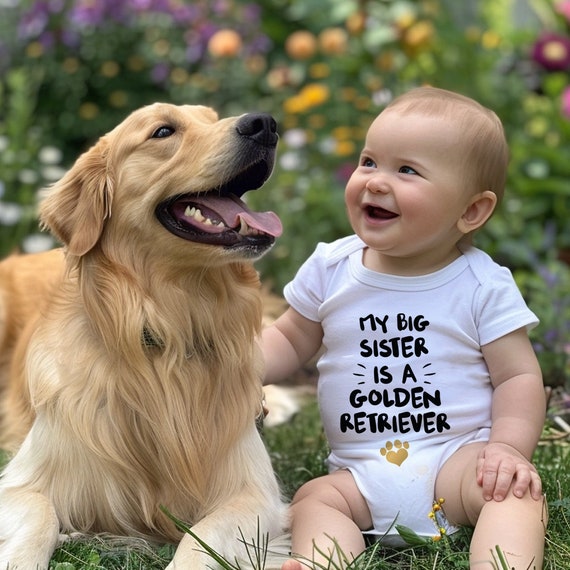 My Big Sister is A Golden Retriever Baby Grow Vest Clothes Boys Girls Dog Announcement Labrador Guide Dog Newborn Brother Babygrow Gift Etsy