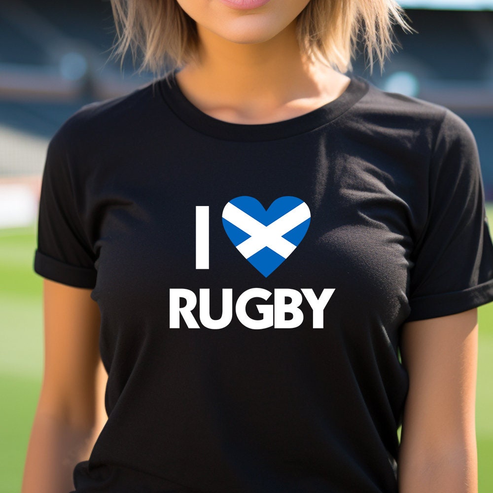 Ladies I Love Scottish Rugby T-Shirt - Womens Girls Scotland Six World Nations Cup Birthday Christmas Girlfriend Sister Wife Mum Gift Top