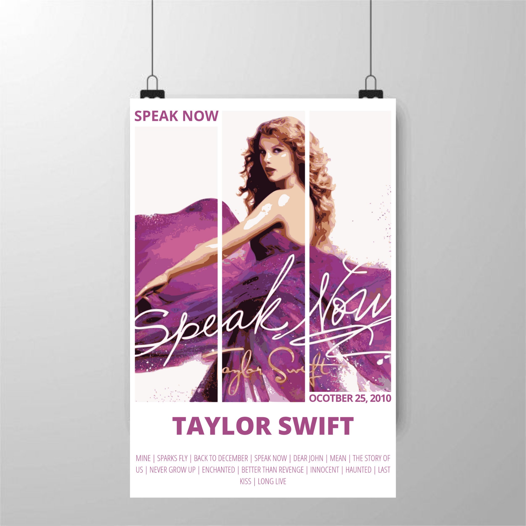 Taylor Album Swift Poster Speak Now Canvas Poster Wall Art Print Painting  Decorations for Home Bedroom Living Room Gifts Unframe:12x18inch(30x45cm)