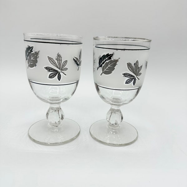 Libbey Silver Foliage Water Goblets Set of 2