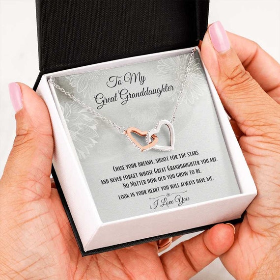 Great Granddaughter Interlocking Heart Necklace Gift for Great