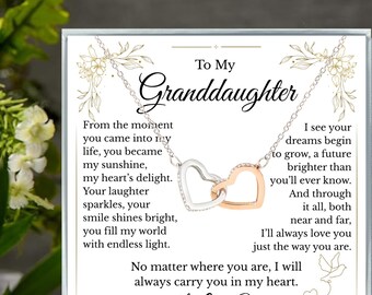 To My Granddaughter- Love & Light Interlocking Hearts Pendent, Gift from Grandma, Grandpa