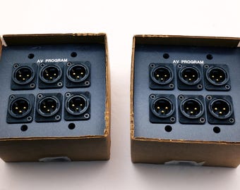 Lote vintage de 2 paneles de pared/rack de aluminio Rci Custom Rcial200bk de 2 unidades con 6 conectores XLR macho (nuevos)