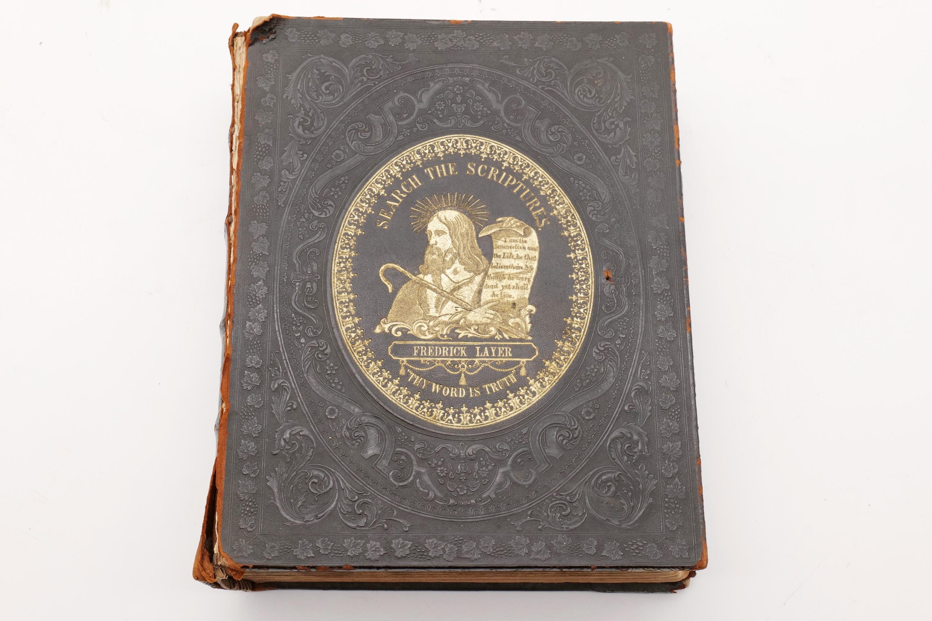 1863 Holy Bible Harding's Edition Family Album Photographic