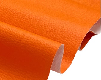 Bright Orange Grained Faux Leather Leatherette Fabric Heavy Duty Texture Waterproof Upholstery Material