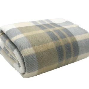 Tartan Decke Kariert Design Große Polar Fleece Warme Weiche Bett Reise Auto Camping Beige