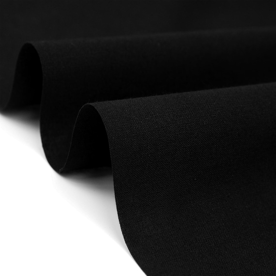 Black Calico Fabric By the Metre - 100% Cotton Material for Craft - 150cm 60" Inches Wide - 155 GSM for Sewing, Curtain Linings, Quilting