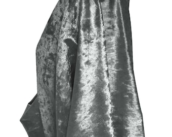 Steel Grey Crushed Velvet Fabric Glitz Premium Soft Material Dressmaking Upholstery Cushion Curtains | 140cm Wide