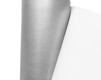 Silver Faux Leather Leatherette Fabric Waterproof Upholstery Material Heavy Duty Art Craft By The Metre