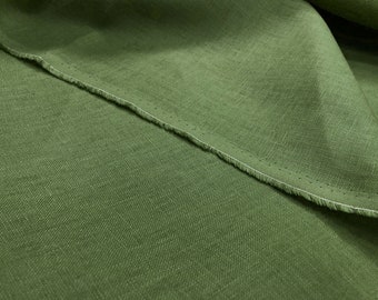 Dark Green Pure Linen Fabric 100% Dressmaking Material Vintage Natural Fashion Craft Flax | 140cm Wide By the Metre