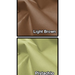 May include: Two fabric swatches, one light brown and one pistachio green.