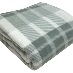 Jeté tartan design à carreaux grand lit polaire chaud et doux voyage voiture camping Gris