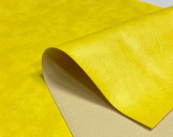 Yellow Heavy Grained Faux Leather Fabric Upholstery Material Leatherette Art Craft Car By The Metre 140cm Wide