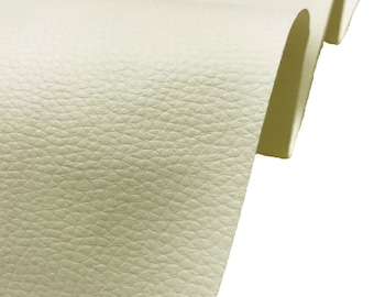 Cream Grained Faux Leather Leatherette Fabric Heavy Duty Texture Waterproof Upholstery Material