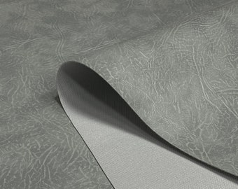 Grey Heavy Grained Faux Leather Fabric Upholstery Material Leatherette Art Craft Car By The Metre 140cm Wide