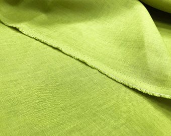 Lime Green Pure Linen Fabric 100% Dressmaking Material Vintage Natural Fashion Craft Flax | 140cm Wide By the Metre