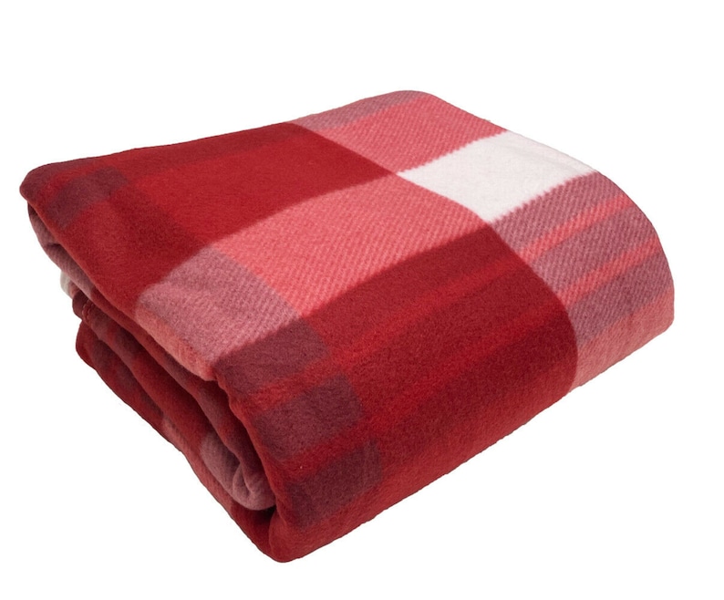 Jeté tartan design à carreaux grand lit polaire chaud et doux voyage voiture camping Rouge