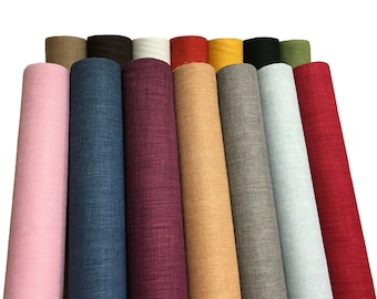 Linen Look Fabric Plain Soft Linen Texture Polyester Curtain Bag Dressmaking Material Upholstery | 145cm Wide