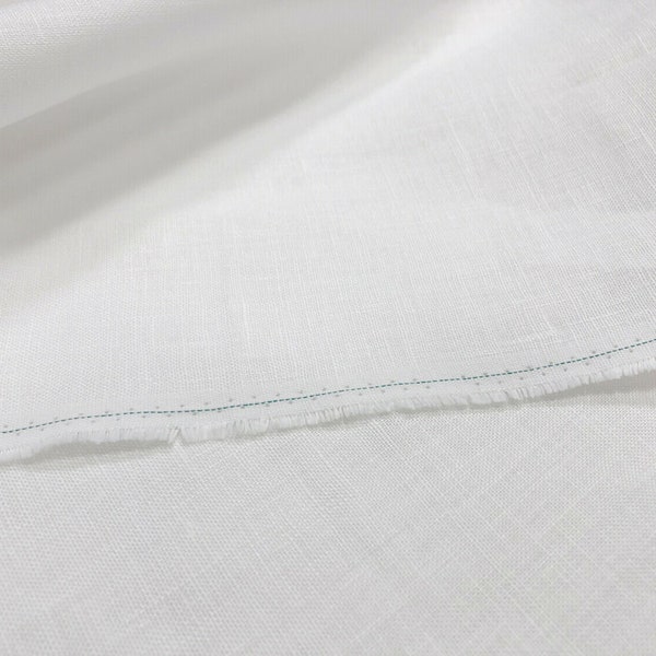 Tissu en lin pur blanc 100% matériel de couture vintage naturel mode artisanat lin | 140 cm de large au mètre