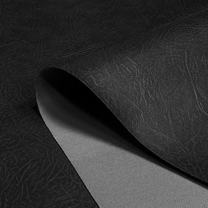Black Heavy Grained Faux Leather Fabric Upholstery Material Leatherette Art Craft Car By The Metre 140cm Wide