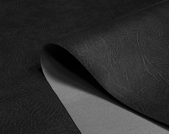 Black Heavy Grained Faux Leather Fabric Upholstery Material Leatherette Art Craft Car By The Metre 140cm Wide