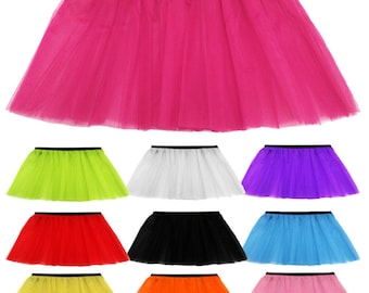 Tutu Skirts Women Ladies Girls Hen Adult Plus Neon Fancy 1980 80s Costume 10 Colours Sizes 6-14 & 16-26