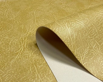 Gold Heavy Grained Faux Leather Fabric Upholstery Material Leatherette Art Craft Car By The Metre 140cm Wide