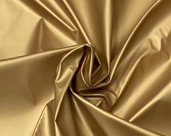 Gold Soft Faux Leather Fabric Stretch Smooth Matt Matte Leatherette Vinyl Material 140cm 55"" Wide 230gsm One Way Stretch Sold Per Meter