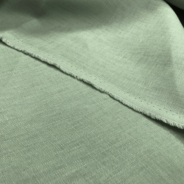 Sea Green Pure Linen Fabric 100% Dressmaking Material Vintage Natural Fashion Craft Flax | 140cm Wide By the Metre