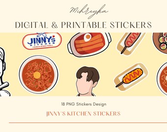 Jinny's Kitchen Printable Stickers | Digital Download | 18 Stickers