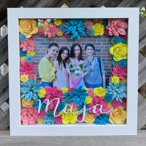 Garten-Papierblumen-Schattenkasten-Rahmen mit Bild für Muttertag, Geburtstag, Einweihungsparty, Jahrestag, Hochzeitsgeschenk