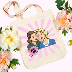 Vibrant dump him pop art women reusable tote bag, Retro Pop Art Natural School Tote Bag, Colourful Pop Art Anti-valentine shopping bag