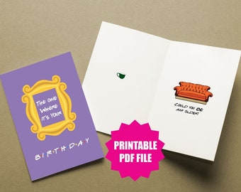 Amis à imprimer, carte d'anniversaire drôle d'amis Taille : 5 x 7