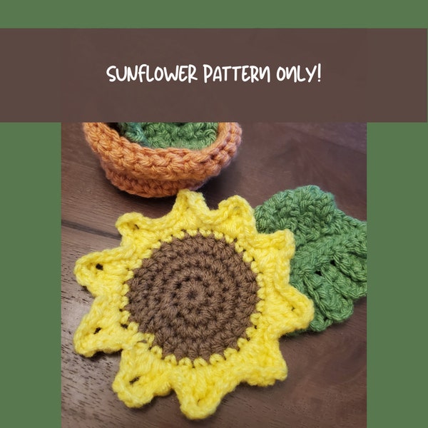 Bonus: SUNFLOWER COASTER pattern crochet, sunflower flowerpot holder crochet pattern, housewarming, gift, diy, coaster and holder pattern