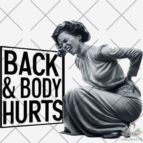 Back & Body Hurts - Young Woman Pain Expression Art Print, Digital Download
