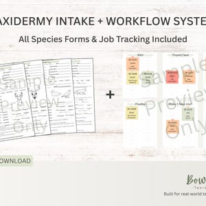 Pacote de Formulários de Cadastro de Taxidermia | Formulários para Veados, Aves e Montagens Europeias | Sistema de Fluxo de Trabalho para Empresas de Taxidermia | PDF Imprimível e Editável