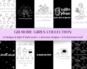 20 Kindle Paperwhite Lock Screens Wallpaper Screen EPUB and MOBI | Gilmore Girls Collection | Fall Autumn Books Coffee | Light Dark Modes