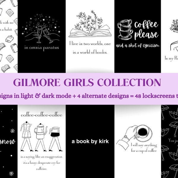 20 Kindle Paperwhite Lock Screens Wallpaper Screen EPUB and MOBI | Gilmore Girls Collection | Fall Autumn Books Coffee | Light Dark Modes