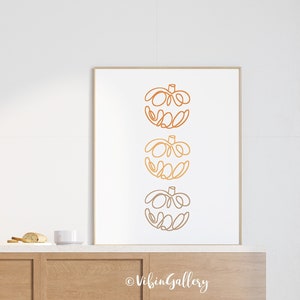 Trois citrouilles imprimables dart mural citrouilles dautomne de décoration dautomne de Thanksgiving de citrouille esquissé dautomne Téléchargement numérique image 2