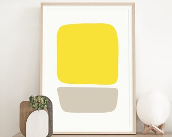 Yellow Abstract Print | Minimalist Modern Bedroom, Living room, Office Wall Decor | Printable art | Yellow, Neutral Wall Art