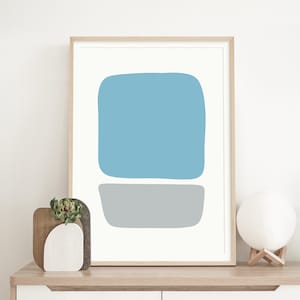 Pastel Blue Abstract Print | Minimalist Modern Bedroom, Living room, Office Wall Decor | Printable art | Light Blue, Neutral Wall Art