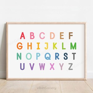 Horizontal Alphabet Poster, Playroom Wall Art, Nursery Rainbow Wall ...