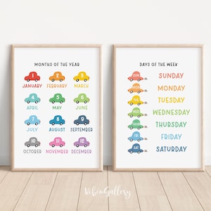 Pastell Tage & Monate Poster | Vorschule Druck | Spielzimmer Wandkunst | Kinderzimmer Dekor | Regenbogen Kinderzimmer Wand Dekor | Junge, Mädchen Zimmer Dekor |