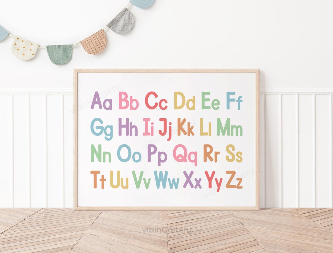 Abc's Horizontal Horizontal Pastel Alphabet Poster, Upper and Lowercase Letters ...