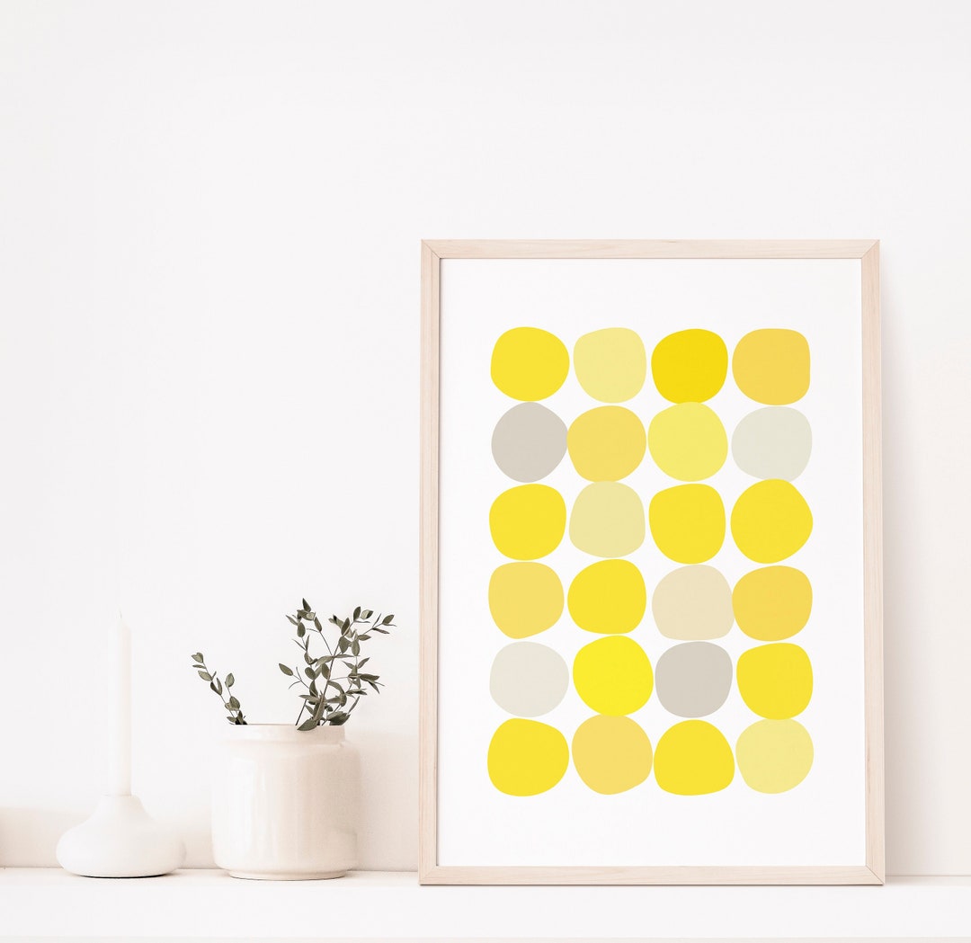 Yellow Dots Digital Art Print Printable Polka Dots Wall Decor Abstract Print Printable Wall