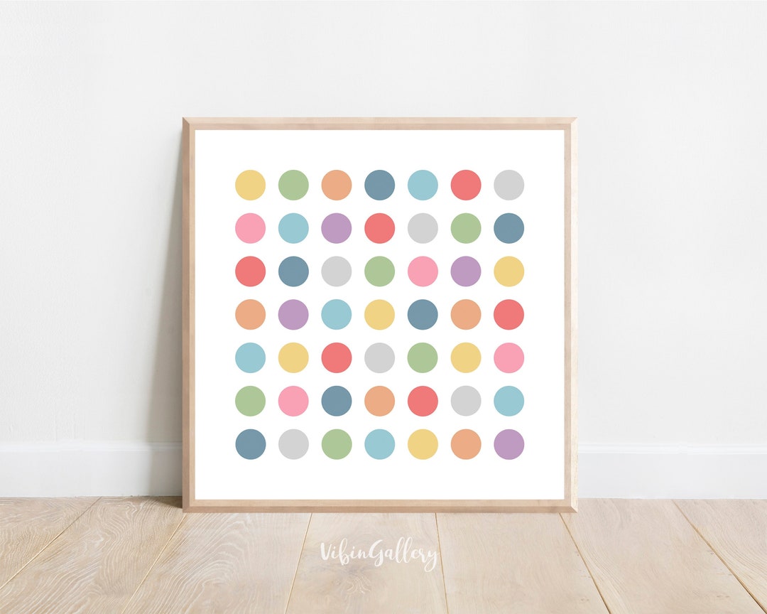 Dots Digital Art Print Printable Polka Dots Wall Decor Colorful Circles Print Kids Nursery Room