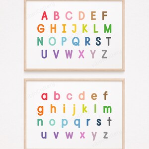 Horizontal Alphabet Poster, Playroom Wall Art, Nursery Rainbow Wall ...