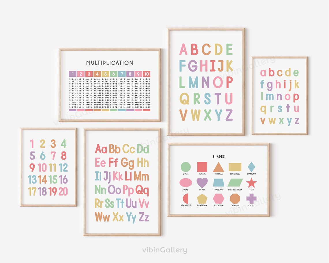 Horizontal Alphabet Poster, ABC Poster Landscape, Pastel Wall Decor ...