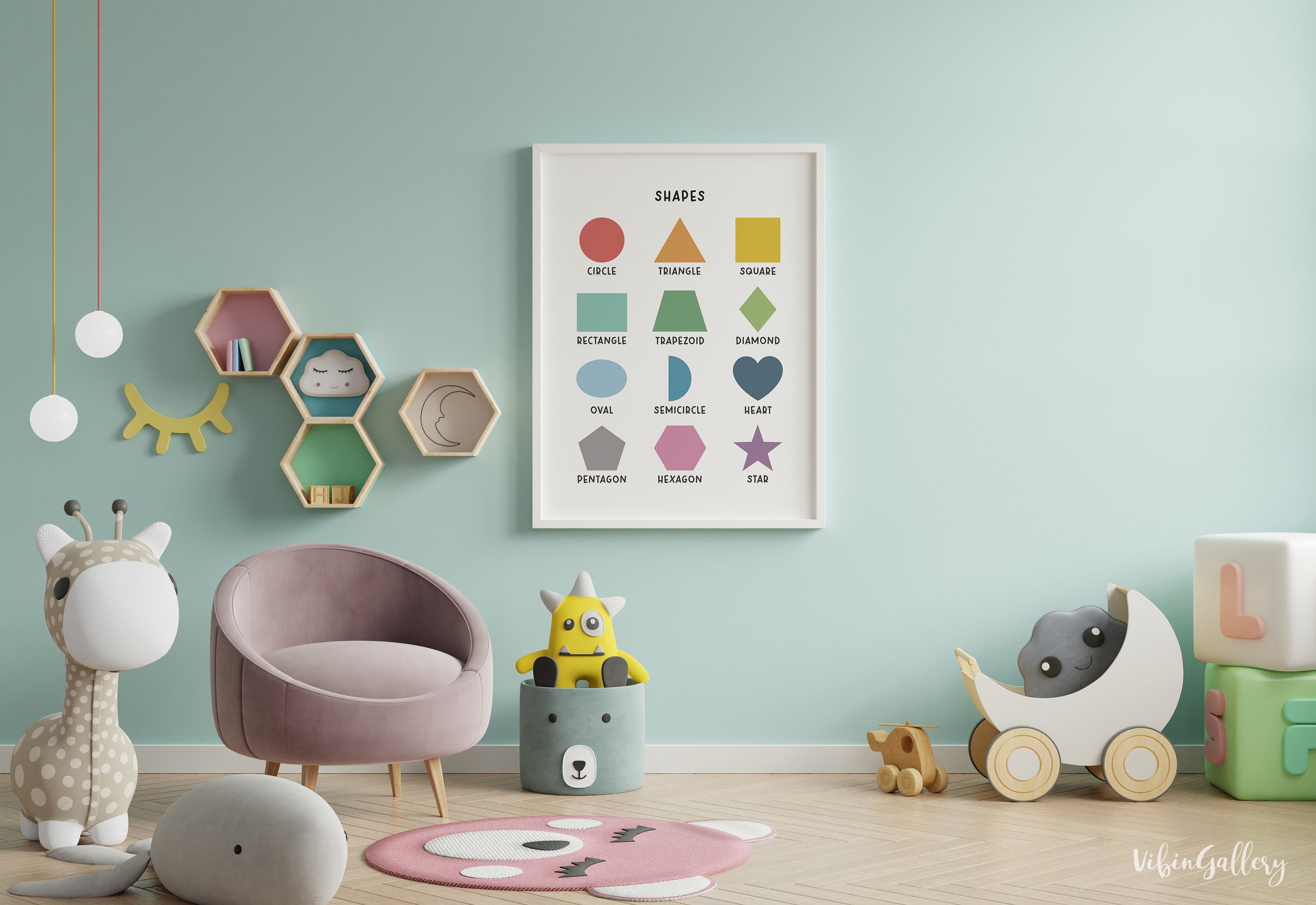 SHAPES Poster | Nursery, Classroom Wall Poster | Kids Room Wall Decor ...